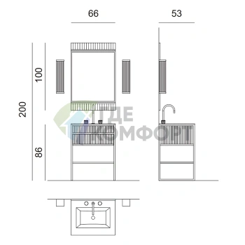 Смеситель OASIS CHARLOTTE для раковины на 3 отверстия с хрустальными ручками, хром (000RBCA082CTCR) - фото 2