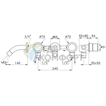 Stella Bamboo 3250TR: Встраиваемый смеситель для раковины в хроме (BT 01302 CR00) - фото 2