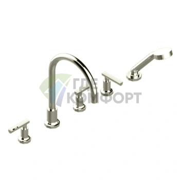 Смеситель для ванны THG Les Ondes с ручным душем, 5 отверстий, матовый никель (G8B-С01-1132SG) - фото 1