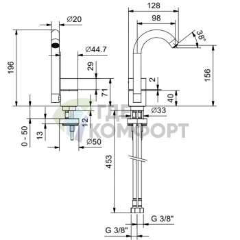 Смеситель для раковины Fantini AA/27 однорычажный в стильном цвете Matt Gun Metal (33 P5 Y004WF) - фото 2