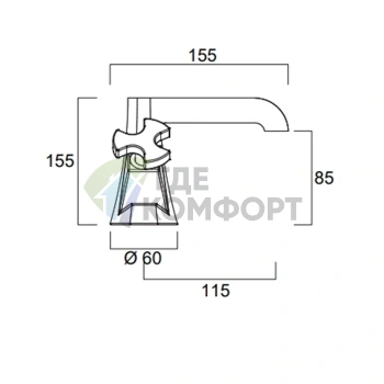 Смеситель для раковины двухвентильный SIMAS EIFFEL хром (EIBLM cr) - фото 2