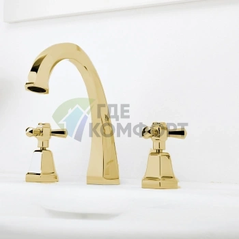 Золотой смеситель Stella Eccelsa для раковины на 3 отверстия 3223TC (EC 00022 AU00) - фото 1