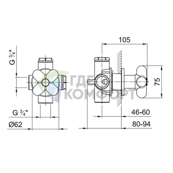 Стильный шаровой кран Fantini I Balocchi 3/4 матово-белый (60 29 0690B) - фото 2