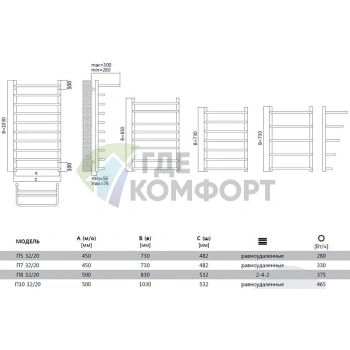 Полотенцесушитель Terminus Полка 32/20 П5 45x73 - фото 3