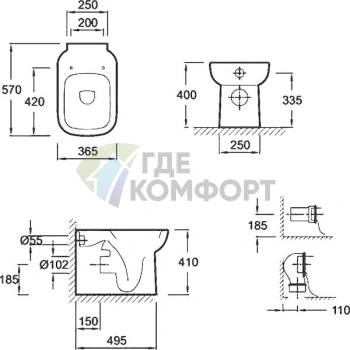 Приставной унитаз Jacob Delafon Replay E4776: компактность и современный дизайн - фото 4