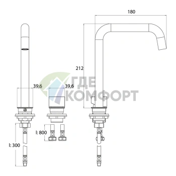 Смеситель для раковины EMCO Asis: излив 180 мм, на 2 отверстия, хром (9583 001 00) - фото 2