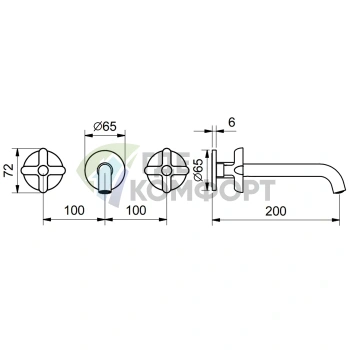 Смеситель для раковины Fantini Icona Classic встраиваемый на 3 отверстия, хром (53 02 R013B) - фото 2