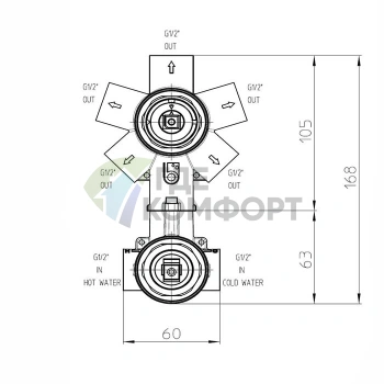 Смеситель для душа Bossini Cube встраиваемый с девиатором, цвет золото (Z00062.021) - фото 2