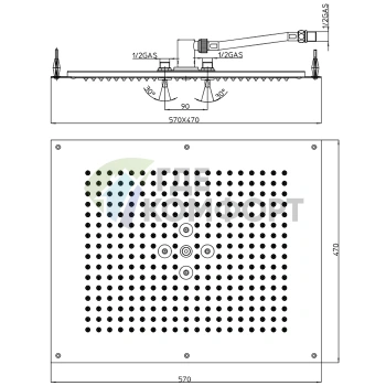 Верхний душ BOSSINI Dream 57x47 см: 2 режима (дождь/распыление), хром (H38657.030) - фото 2