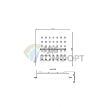 Потолочный душ Fantini Acqua Zone Dream 530x530 мм с функцией «Ливень» в матово-черном цвете (75 13 C032) - фото 2