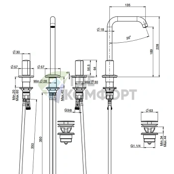 Смеситель для раковины FIMA Carlo Frattini So с поворотным изливом и донным клапаном, хром (F3191BCR) - фото 2