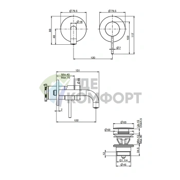 Стильный настенный смеситель Carlo Frattini SPILLO TECH для раковины с донным клапаном (F3051NSX9CR) - фото 2