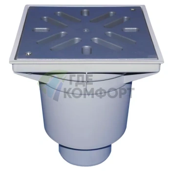 Трап HL606LW с решеткой 226x226 мм-грязеуловителем и вертикальным выпуском DN110 - фото 1