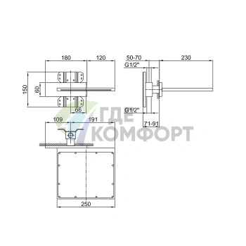 Fantini Milano: Верхний душ «Водопад» в матовом исполнении из нержавеющей стали (86 93 8043B) - фото 2