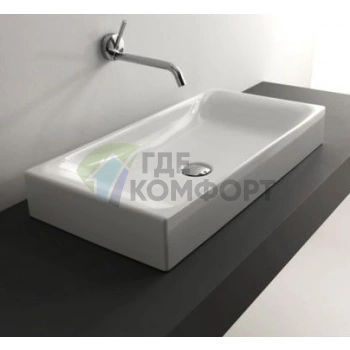 Раковина KERASAN Lavabi чаша 70х35 4 стороны в глазури без отверстия под смесительитель цвет белый