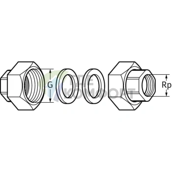 Комплект латунных гаек DAB BRASS UNION KIT 1 1/2