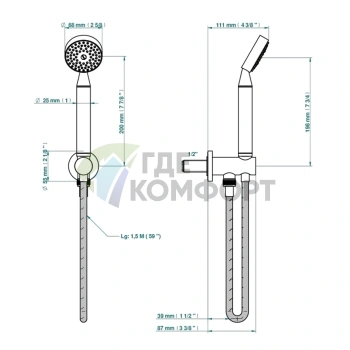 Душевой набор THG SPIRIT с ручным душем в матовом золоте (G69-F31-54) - фото 2