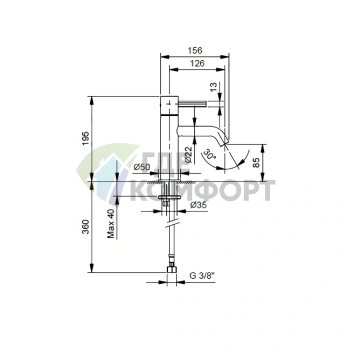 Смеситель для раковины Fantini AF/21: матовая натуральная сталь, излив 126 мм (27 93 A704WF) - фото 2