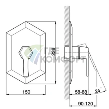 Смеситель для душа CISAL Cherie золотой: элегантность и функциональность (CE00300024) - фото 2