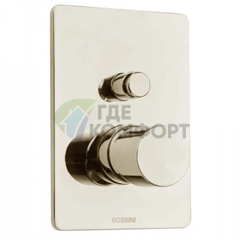 Bossini Oki Встраиваемый смеситель для душа с настенной накладкой и круглой ручкой-кнопкой, шлифованный никель (Z00006.094) - фото 1