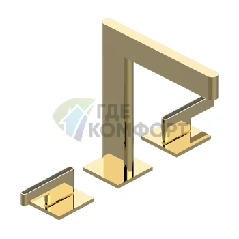 Смеситель для раковины THG ICON-X CARBONE GOLD A MANETTES на 3 отверстия, полированное золото (U7T-F01-151) - фото 1