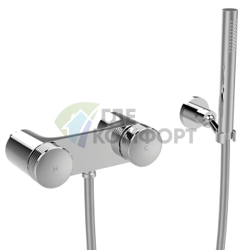 Смеситель для душа Carlo Frattini Texture Collection внешнего монтажа с ручками H и душевым комплектом, хром (F5605HCR) - фото 1