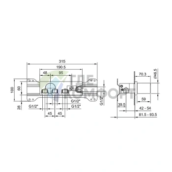 Смеситель для душа Fantini Venezia встраиваемый на два источника без ручки в матовой меди PVD (29 P9 N385SB) - фото 2