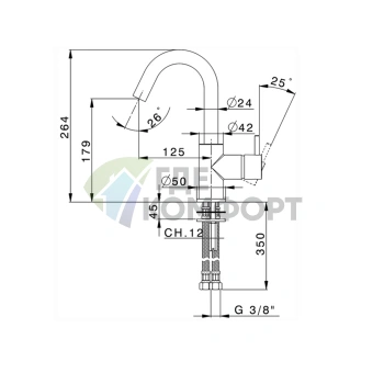Однорычажный смеситель для раковины CISAL Less New с одним отверстием без донного клапана, хром (LN00048521) - фото 2
