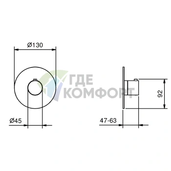 Термостатический смеситель для душа Fantini Nostromo Matt British Gold PVD (87 P6 G500B) - фото 2