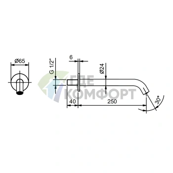 Излив для раковины FANTINI NOSTROMO 250 мм, настенный, матовый черный (50 13 8431) - фото 2
