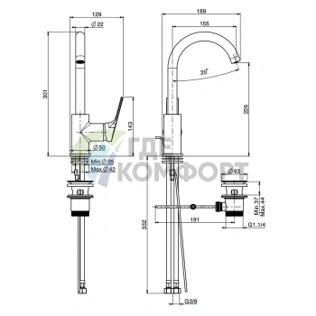Смеситель для раковины FIMA Carlo Frattini Serie 4 с вращающимся изливом и донным клапаном, хром (F3781WCR) - фото 2