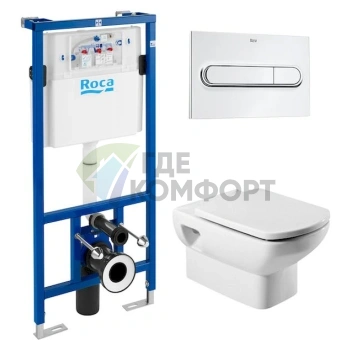 Комплект унитаза Roca Dama Senso с крышкой-сиденьем с микролифтом и инсталляцией Duplo WC - фото 1
