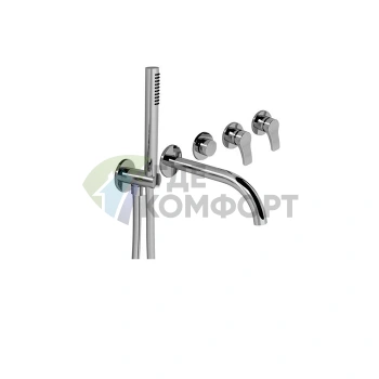 Встраиваемый смеситель для ванны Fantini AL/23 с двумя источниками и высоким изливом (190 мм), хром (26 02 B719B) - фото 1