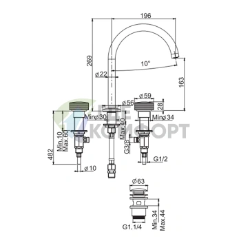 Смеситель для раковины Carlo Frattini Texture на 3 отверстия с вращающимся изливом и click-clack клапаном, хром (F5611HCR) - фото 2