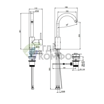 Смеситель для раковины FIMA Carlo Frattini Spillo Up с вращающимся изливом и донным клапаном, хром (F3041CR) - фото 2