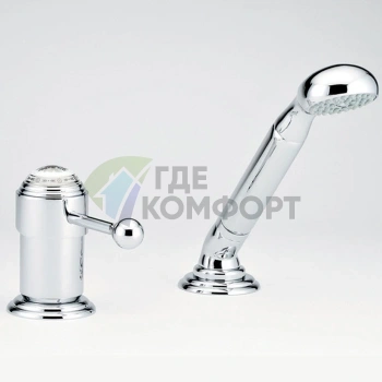 Смеситель для ванны THG MARQUISE BLANC DECOR PLATINE: универсальный однорычажный с ручным душем (A7G-A02-6523/60A) - фото 1