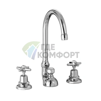 Смеситель для раковины Stella Italica 3226 на 3 отверстия с донным клапаном, хром (IT 00017 CR00) - фото 1