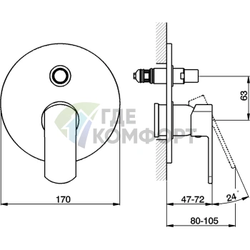 Смеситель для ванны и душа CISAL Roadster однорычажный встраиваемый, хром (RR00210021 ) - фото 2