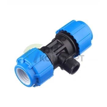 Тройник с наружной резьбой 32x3/4x32 ПНД Политэк - фото 2