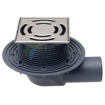 Трап HL5100T с решеткой 138x138 мм-c незамерзающим затвором и горизонтальным выпуском - фото 1