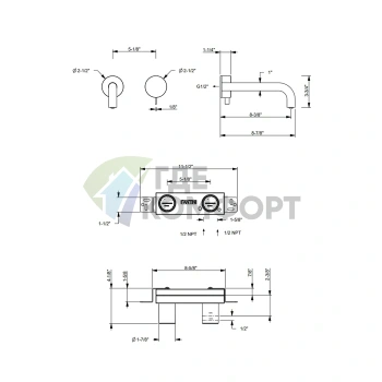 Настенный встраиваемый смеситель для раковины Fantini AF/21 с изливом 212 мм, хром (27 02 A713B) - фото 2
