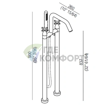 Напольный смеситель для ванны Agape Memory, сталь (AMEM325BR) - фото 2