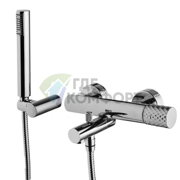 Смеситель для ванны FIMA Carlo Frattini Spillo Tech с душевым комплектом и ручкой X, хром (F3034XCR) - фото 1