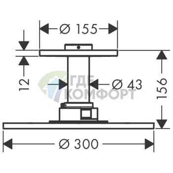 Верхний душ AX ShowerSolution 300 мм, потолочный монтаж, хром (35301000) - фото 2