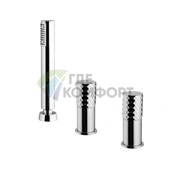 Смеситель для ванны Carlo Frattini Spillo Tech двойной с душевым комплектом, хром (F3044/1XCR) - фото 1