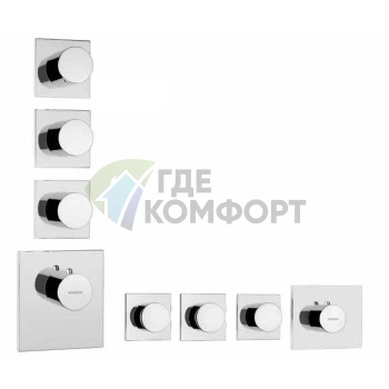 Термостат для душа Bossini Oki со смесителем и девиатором на 3-6 выходов, хром (Z031205.030) - фото 1