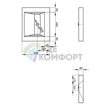 Раковина BETTEAqua накладная 100х49 5х8 cм c 1 отв под смесительитель без перелива с крепежом цвет белый - фото 2
