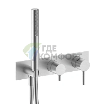 Встраиваемый смеситель для душа Fantini Nostromo на 2 источника с ручным душем (нержавеющая сталь) (50 93 E884B) - фото 1