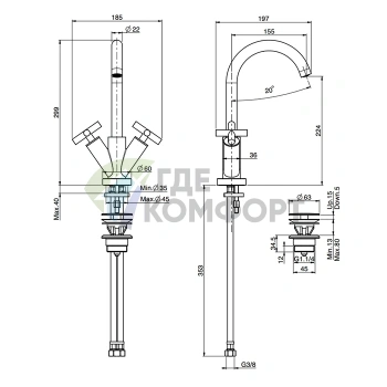 Смеситель для раковины Fima Carlo Frattini Bathroom Maxima вентильный, хром (F5311WCR) - фото 2