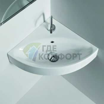 Раковина KERASAN Cento угловая 45х45 с 1 отв под смеситель белая